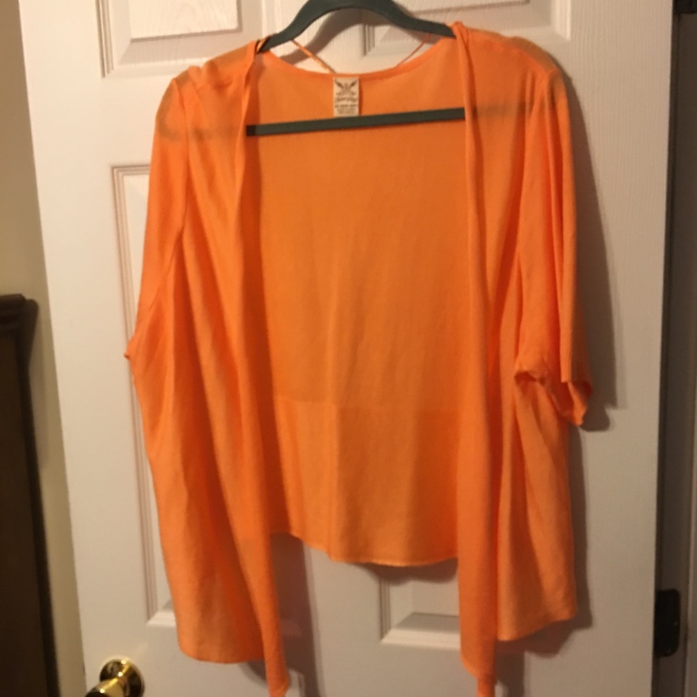 Orange Cardigan Sweater Short Sleeve